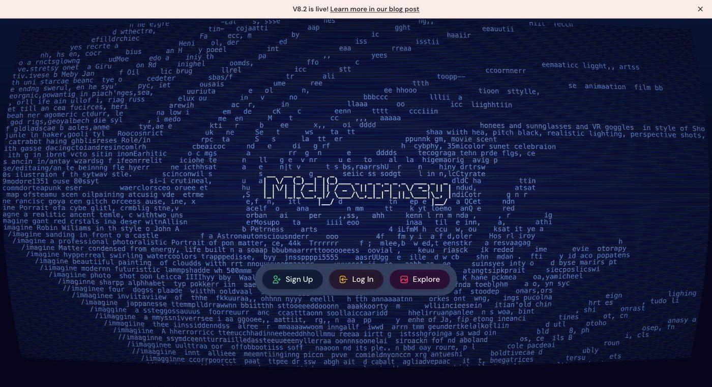Screenshot of the Midjourney homepage hero section