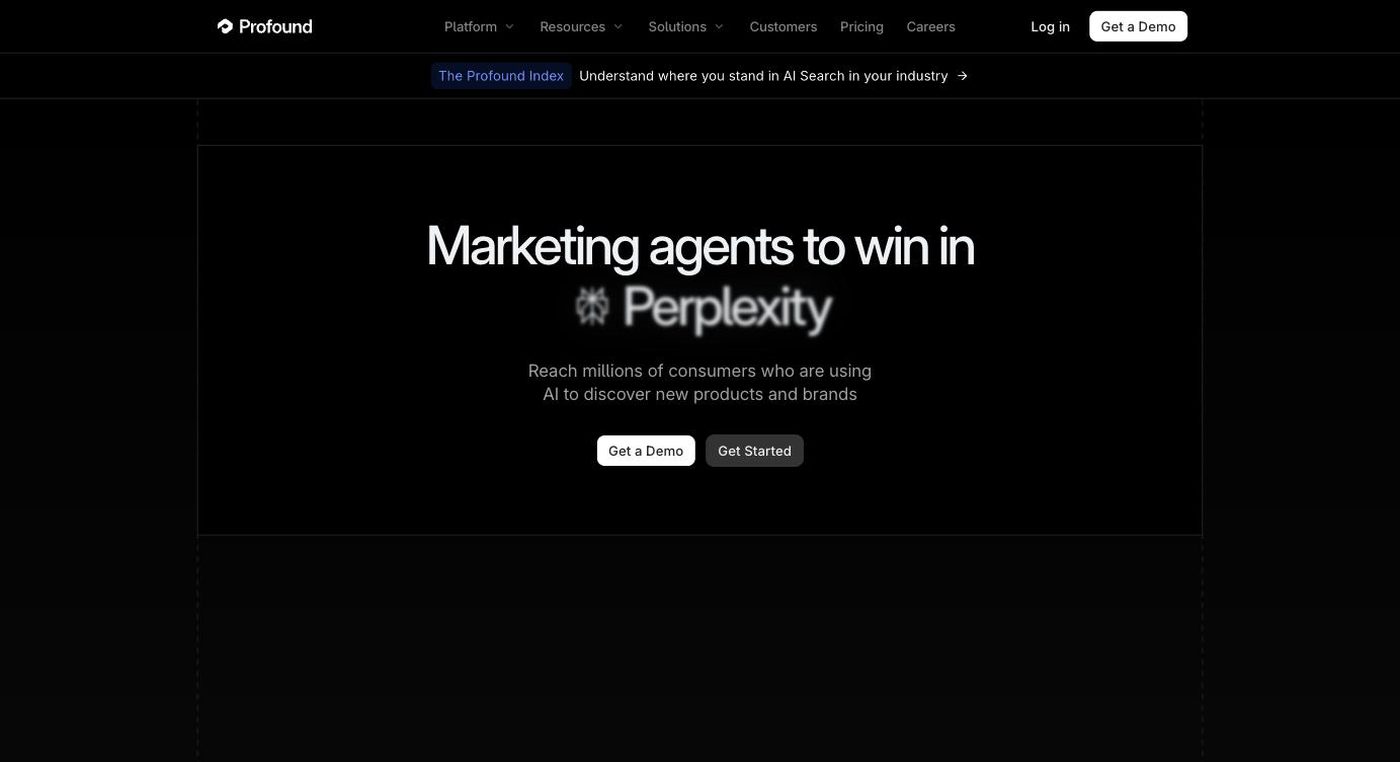Screenshot of the Profound homepage hero section