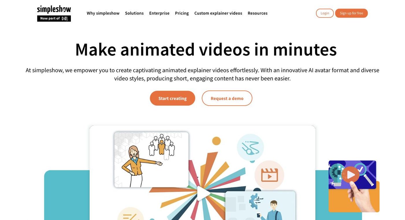 Screenshot of the simpleshow homepage hero section